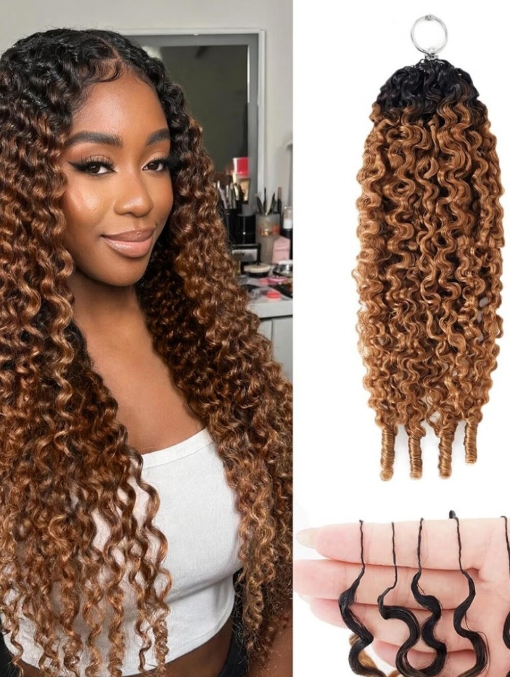 Burmese Curly Crochet Human Hair T1B/30 - Ombre Brown 18 Inch